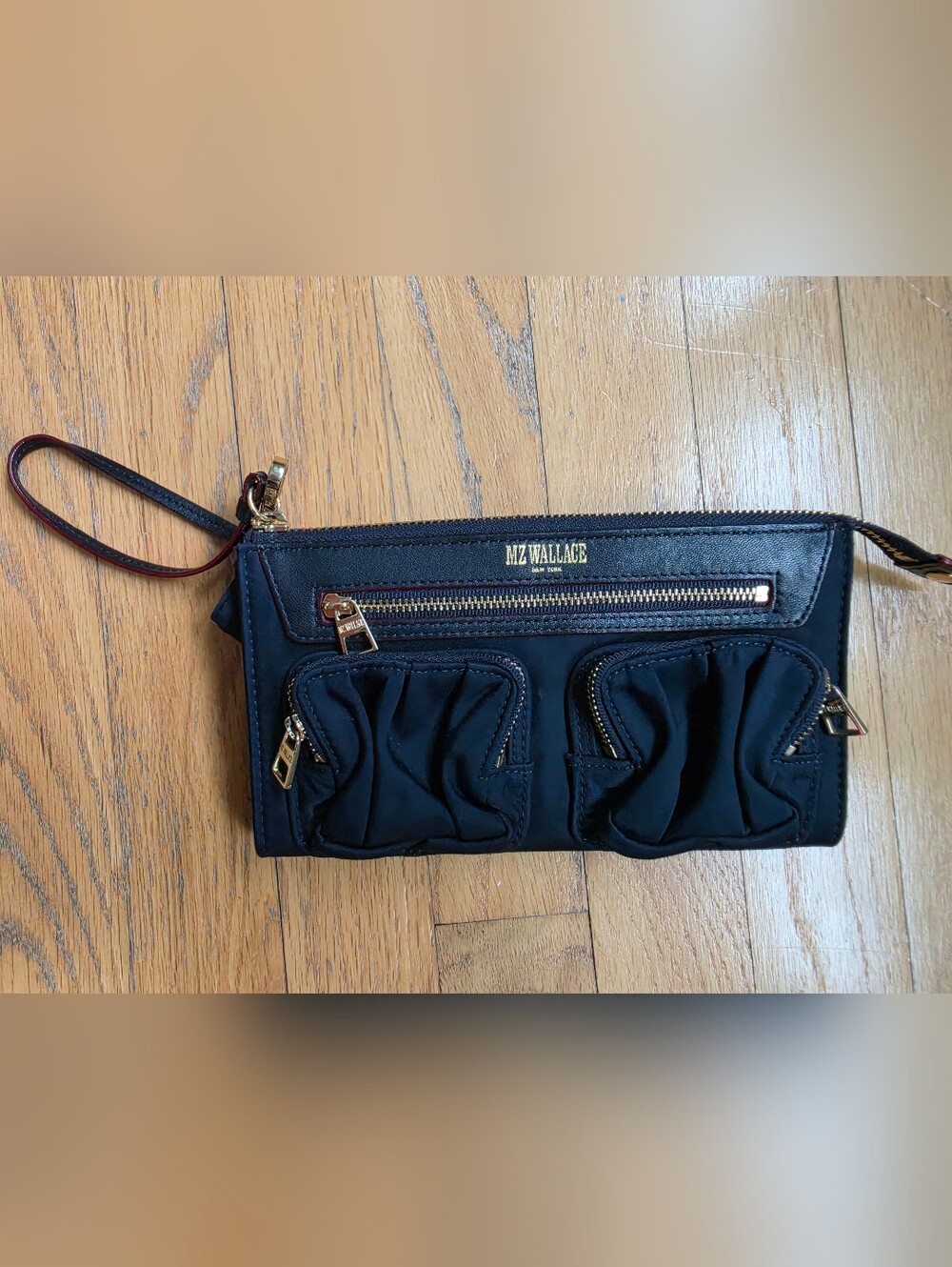 MZ WALLACE Abbey Wristlet / Wallet Navy Blue Nylon